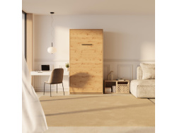 SMARTBett wall bed (M3 series, 55cm deep) 100x200 vertical, wild oak/ wild oak