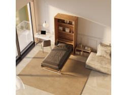 SMARTBett wall bed (M3 series, 55cm deep) 100x200 vertical, wild oak/ wild oak