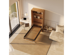 SMARTBett wall bed (M3 series, 55cm deep) 100x200 vertical, wild oak/ wild oak