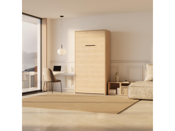SMARTBett M3 wall bed 100x200 vertical 55 cm depth Kaiserberg Oak