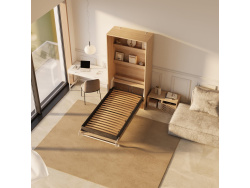 SMARTBett wall bed (M3 series, 55cm deep) 100x200 vertical, Kaiserberg Oak