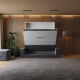 Murphy bed with sofa M1 160x200 Vertical  White/White Gloss Armrests 26 cm wide with storage space