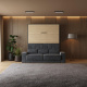 Smartbett Schrankbett mit SOFA M1 160x200 Vertikal Anthrazit/Kaiser Eiche Armlehnen 26 cm Breite mit Stauraum
