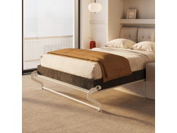 SMARTBett Wall Bed M3 140x200 Vertical White with Sofa Sand grey