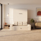 SMARTBett Murphy bed M1 140x200 vertical white with sofa sand grey