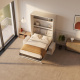 SMARTBett Wall Bed M3 140x200 Vertical White with Sofa Sand grey