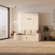 SMARTBett Wall Bed M3 140x200 Vertical White with Sofa Sand grey