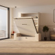 SMARTBett Wall Bed M3 140x200 Vertical White with Sofa Sand grey