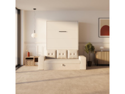 SMARTBett Murphy bed M1 140x200 vertical white with sofa...