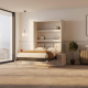 SMARTBett Schrankbett M3 140x200 Vertikal Weiss mit Sofa Sandgrau mit Armlehnen 26 cm