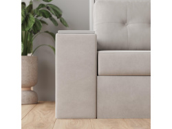 SMARTBett Wall Bed M3 140x200 Vertical White with Sofa Sand grey Armrests 26 cm with storage space
