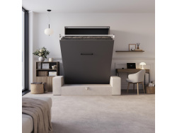 SMARTBett Schrankbett M3 140x200 Vertikal Anthrazit mit Sofa Sandgrau