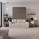 SMARTBett Schrankbett M3 140x200 Vertikal Anthrazit mit Sofa Sandgrau