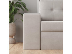 SMARTBett Schrankbett M3 140x200 Vertikal Anthrazit mit Sofa Sandgrau Armlehnen 26 cm mit Stauraum