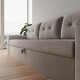 SMARTBett Schrankbett M3 140x200 Vertikal Anthrazit mit Sofa Sandgrau Armlehnen 26 cm mit Stauraum