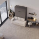 SMARTBett Schrankbett M3 140x200 Vertikal Anthrazit mit Sofa Sandgrau Armlehnen 26 cm mit Stauraum