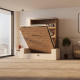 SMARTBett Wall Bed M3 140x200 Vertical Wild oak with Sofa Sand grey with Armrest 26 cm