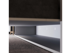 SMARTBett Schrankbett M3 140x200 Vertikal Perlgrau mit Sofa Sandgrau