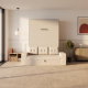 SMARTBett Murphy bed M1 140x200 vertical Pearl grey with sofa sand grey