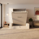 SMARTBett Wall Bed M3 140x200 Vertical Pearl Grey with Sofa Sand grey with Armrest 11 cm