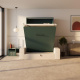 SMARTBett Schrankbett M3 140x200 Vertikal Steingrün mit Sofa Sandgrau
