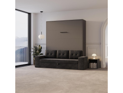 Murphy bed M3 180x200 ( depth 55cm ) vertical Anthracite incl. SOFA  Anthracite with Armrests 25 cm width