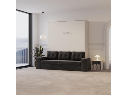 Schrankbett M3 180x200 (Tiefe 55cm) Vertikal Weiss inkl.SOFA Anthrazit