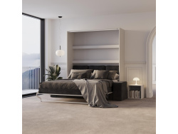 Schrankbett M3 180x200 (Tiefe 55cm) Vertikal Weiss inkl.SOFA Anthrazit