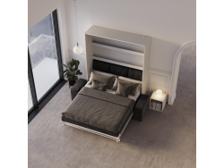 Schrankbett M3 180x200 (Tiefe 55cm) Vertikal Weiss inkl.SOFA Anthrazit