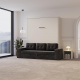 Schrankbett M3 180x200 (Tiefe 55cm) Vertikal Weiss inkl.SOFA Anthrazit