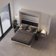 Schrankbett M3 180x200 (Tiefe 55cm) Vertikal Weiss inkl.SOFA Anthrazit
