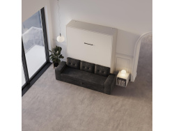 Schrankbett M3 180x200 (Tiefe 55cm) Vertikal Weiss inkl.SOFA Anthrazit mit Armlehnen 11cm Breite