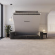 Schrankbett M3 180x200 (Tiefe 55cm) Vertikal Weiss inkl.SOFA Anthrazit mit Armlehnen 11cm Breite