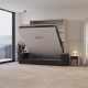 Schrankbett M3 180x200 (Tiefe 55cm) Vertikal Weiss inkl.SOFA Anthrazit mit Armlehnen 26 cm Breite