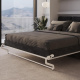 Schrankbett M3 180x200 (Tiefe 55cm) Vertikal Weiss inkl.SOFA Anthrazit mit Armlehnen 26 cm Breite