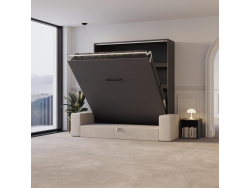 Murphy bed M3 180x200 (depth 55cm) vertical Anthracite incl. sofa Sand grey