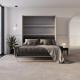 Murphy bed M3 180x200 (depth 55cm) vertical pearl grey incl. sofa anthracite with Armrests 26 cm width