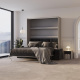 Murphy bed M3 180x200 (depth 55cm) vertical pearl grey incl. sofa anthracite with Armrests 26 cm width