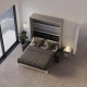 Murphy bed M3 180x200 (depth 55cm) vertical pearl grey incl. sofa anthracite with Armrests 26 cm width