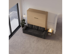 Murphy bed M3 180x200 (depth 55cm) vertical Kayserberg Oak incl. sofa anthracite Armrests 26cm with storage space