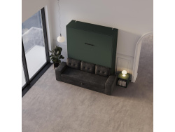 Schrankbett M3 180x200 (Tiefe 55cm) Vertikal Steingrün inkl.SOFA Anthrazit