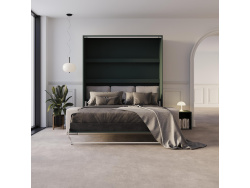 Schrankbett M3 180x200 (Tiefe 55cm) Vertikal Steingrün inkl.SOFA Sandgrau