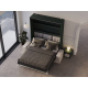Schrankbett M3 180x200 (Tiefe 55cm) Vertikal Steingrün inkl.SOFA Sandgrau
