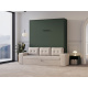 Schrankbett M3 180x200 (Tiefe 55cm) Vertikal Steingrün inkl.SOFA Sandgrau