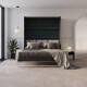 Schrankbett M3 180x200 (Tiefe 55cm) Vertikal Steingrün inkl.SOFA Sandgrau Armlehnen 26 cm mit Stauraum