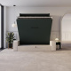 Schrankbett M3 180x200 (Tiefe 55cm) Vertikal Steingrün inkl.SOFA Sandgrau Armlehnen 26 cm mit Stauraum