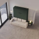 Schrankbett M3 180x200 (Tiefe 55cm) Vertikal Steingrün inkl.SOFA Sandgrau Armlehnen 26 cm mit Stauraum