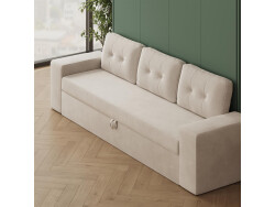 Schrankbett M3 180x200 (Tiefe 55cm) Vertikal Steingrün inkl.SOFA Sandgrau Armlehnen 26 cm mit Schubladen