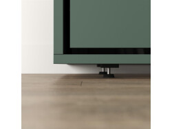 Schrankbett M3 180x200 (Tiefe 55cm) Vertikal Steingrün inkl.SOFA Sandgrau Armlehnen 26 cm mit Schubladen