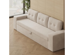 Schrankbett M3 180x200 (Tiefe 55cm) Vertikal Kaiserberg Eiche inkl.SOFA Sandgrau